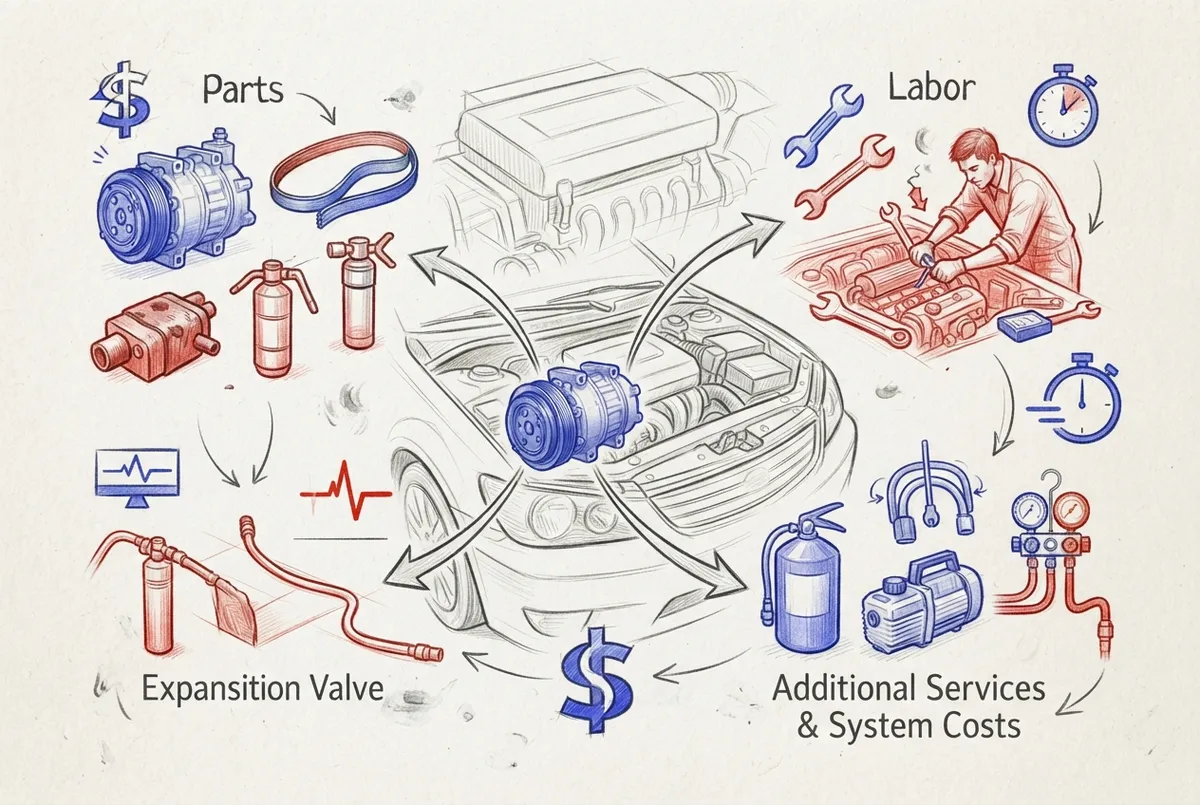 ac car compressor replacement cost