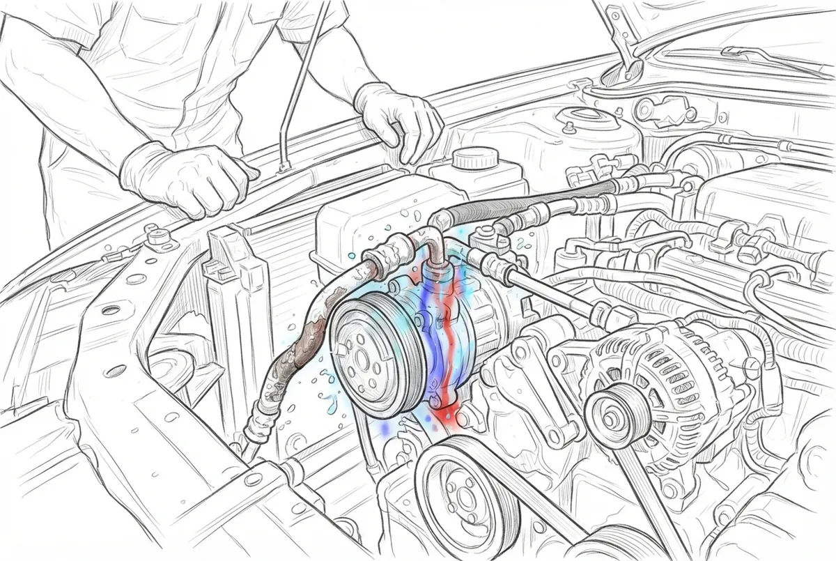 ac refrigerant leak symptoms